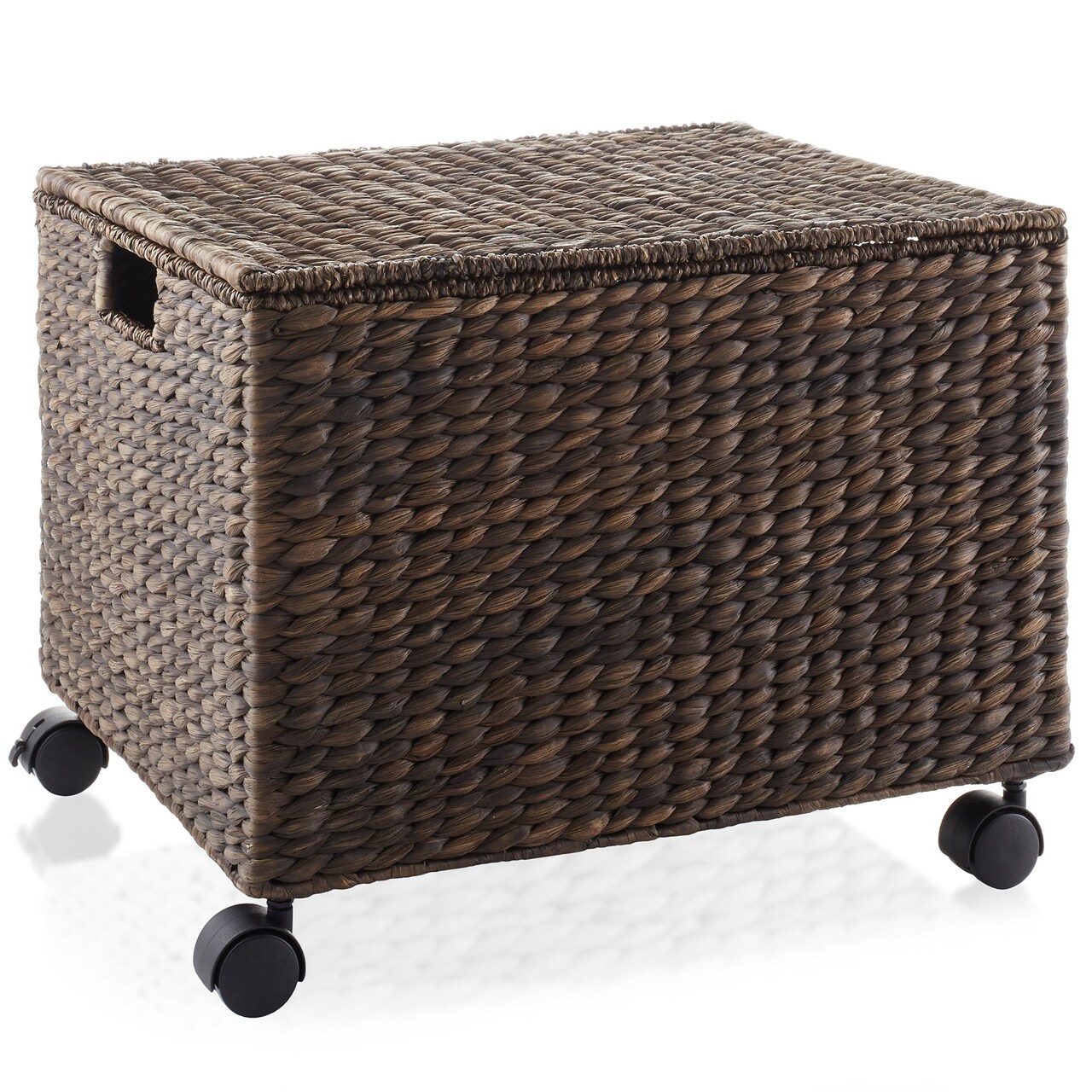 Casafield Rolling Filing Cabinet - Water Hyacinth File Organizer with Lid and Locking Wheels, Home Office Storage for Hanging Folders